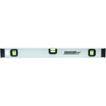Johnson 1300-3600 I-Beam Level with Rule, 36 in L, 3-Vial, Non-Magnetic, Aluminum, Silver