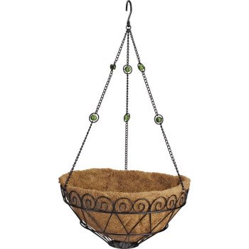 Landscapers Select T0017-3L Hanging Planter with Coconut Fiber Liner, Circle, 22 lb Capacity, Natural Coconut/Steel