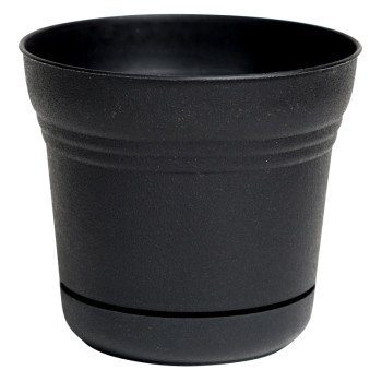 Bloem SP1400 Planter, 12-3/4 in H, Round, Plastic, Black