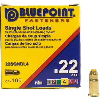 Blue Point Fasteners 22SGNDL4 Low Velocity Single Shot Load, 0.22 Caliber, Power Level: #4, Yellow Code, 1-Load