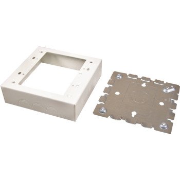 Wiremold B32 Outlet Box, 2 -Gang, 0 -Knockout, Metal, Ivory, Wall Mounting