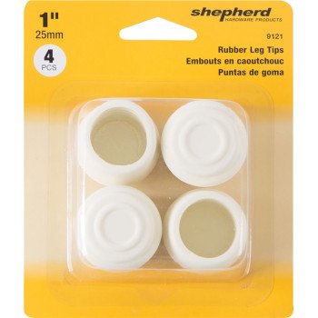 Shepherd Hardware 9121 Furniture Leg Tip, Round, Rubber, Off-White, 1 in Dia