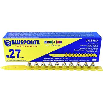Blue Point Fasteners 27LS11L4 Low Velocity Load, 0.27 Caliber, Power Level: #4, Yellow Code, 6.8 mm Dia, 11 mm L