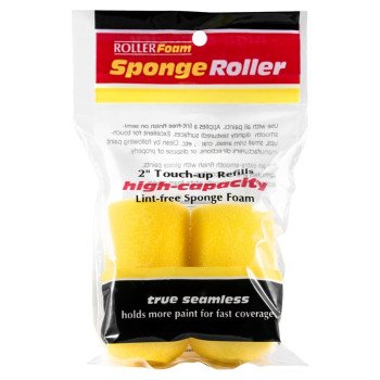 RollerLite 2YF038D Roller Cover, 3/8 in Thick Nap, 2 in L, Foam Cover, Yellow