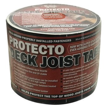 Protecto Wrap Deck Joist Tape Series 84490450SW Flashing Tape, 50 ft L, 4 in W, Poly Backing, Black