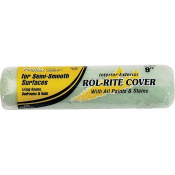 Linzer RR 938 Paint Roller Cover, 3/8 in Thick Nap, 9 in L, Knit Fabric Cover, Green