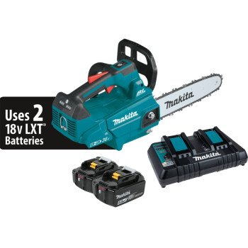 Makita XCU08PT Chainsaw Kit, Battery Included, 5 Ah, 18 V, Lithium-Ion, 14 in L Bar, 3/8 in Pitch