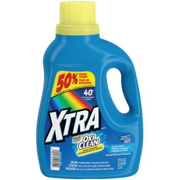 Xtra 41602 Laundry Detergent, 75 oz, Bottle, Liquid, Clean Crystal
