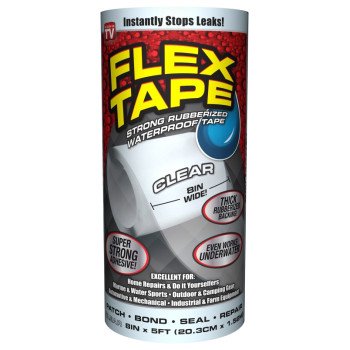 Flex Seal TFSCLRR0805 Repair Tape, 5 ft L, 8 in W, Clear