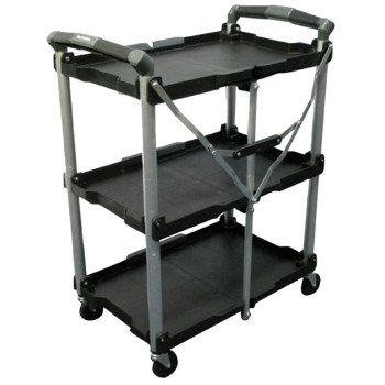 Olympia Tools PACK-N-ROLL Series 85-188 Service Cart, 150 lb, 15 in OAW, 34 in OAH, 26-1/8 in OAD, Aluminum, Black