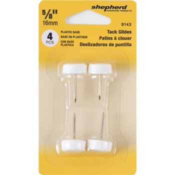Shepherd Hardware 9143 Tack Furniture Glide, Plastic, White, 4/PK
