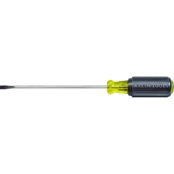 Klein Tools 601-8 Screwdriver, 3/16 in Drive, Cabinet Drive, 11-3/4 in OAL, 8 in L Shank, Rubber Handle