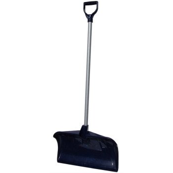 Rugg 34PD-S Snow Pusher, 20 in W Blade, Polyethylene Blade, Steel Handle, D-Shaped Handle, Navy