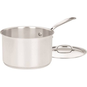 Cuisinart Chef's Classic 7194-20 Sauce Pan with Cover, 4 qt Capacity, Stainless Steel, Polished Mirror, Cool Grip Handle