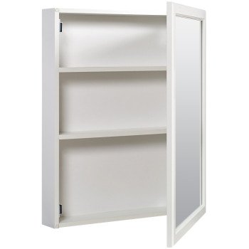 Zenna Home WRW2025 Medicine Cabinet, 20 in OAW, 4 in OAD, 25 in OAH, Wood, White, 2-Shelf