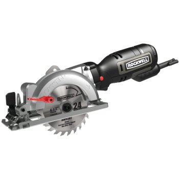 Rockwell RK3441K Circular Saw, 5 A, 4-1/8 in Dia Blade, 3/8 in Arbor, 1-1/8 in at 45 deg, 1-11/16 in at 90 deg D Cutting