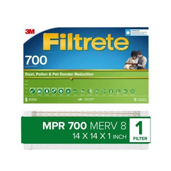 Filtrete 711-4 Pleated Air Filter, 14 in L, 14 in W, 8 MERV, 700 MPR, Fiberglass Frame