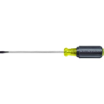 Klein Tools 601-4 Screwdriver, 3/16 in Drive, Cabinet Drive, 7-3/4 in OAL, 4 in L Shank, Rubber Handle