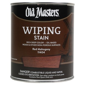 Old Masters 11404 Wiping Stain, Red Mahogany, Liquid, 1 qt, Can