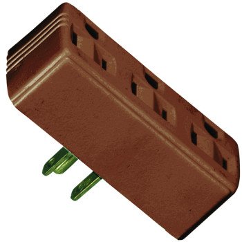 Eaton Wiring Devices 1147B-BOX Outlet Adapter, 2 -Pole, 15 A, 125 V, 3 -Outlet, NEMA: NEMA 5-15R, Brown