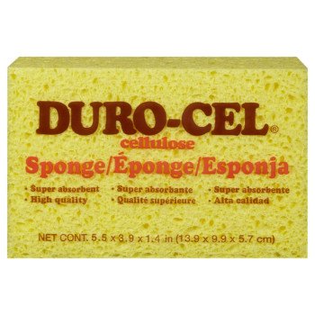 Duro-Cel 03070 Sponge, 6 in L, 4 in W, 1-1/2 in Thick, Cellulose, Yellow