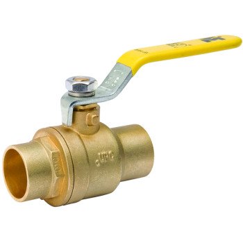 B & K 107-847NL Ball Valve, 1-1/2 in Connection, Compression, 600/150 psi Pressure, Manual Actuator, Brass Body