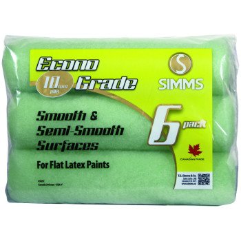 Simms 4562 Econo Grade Roller Cover, 3/8 in Thick Nap, 9-1/2 in L, Polyester Fabric Cover