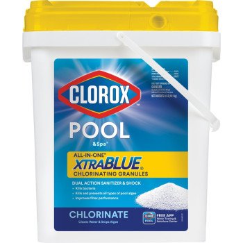 Clorox POOL & Spa All-in-One XtraBlue 24340CLX Chlorinating Granules, 40 lb, Solid, Slight Chlorine, White