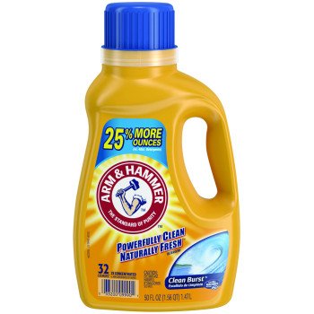 Arm & Hammer Clean Burst 97538 Laundry Detergent, 33 oz Bottle, Liquid, Characteristic