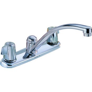 Delta Classic Series 2100LF Kitchen Faucet, 1.8 gpm, Brass, Chrome Plated, Deck, Wrist Blade Handle, Swivel Spout