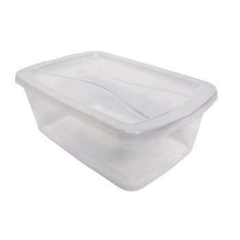 Rubbermaid RMCC060005 Stackable Storage Tote, Plastic, Clear, 13-3/8 in L, 8-3/8 in W, 4-3/4 in H