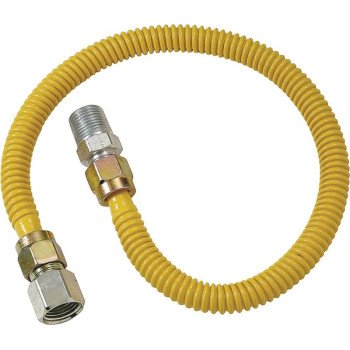 BrassCraft ProCoat CSSD54-36P Gas Connector, 1/2 x 1/2 in, Stainless Steel, 36 in L
