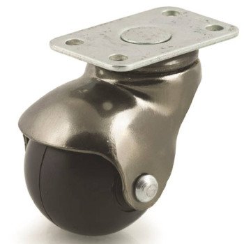 Dh Casters C-H15P2AB Swivel Ball Caster, 1-1/2 in Dia Wheel, Rubber Wheel, 90 lb