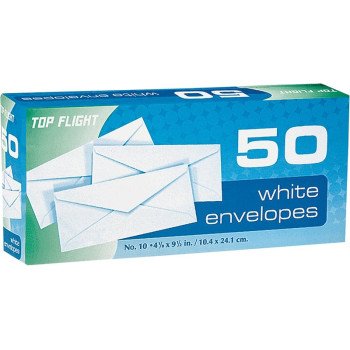 Top Flight 6900815 Envelope, White