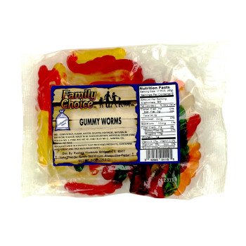 Family Choice 1119 Gummy Worm Candy, 8 oz