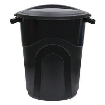 United Solutions TI0040 Trash Can, 20 gal Capacity, Plastic, Black, Snap-On Lid Closure