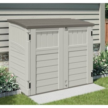Suncast Stow-Away BMS2500 Storage Shed, 34 cu-ft Capacity, 4 ft 5 in W, 2 ft 8-1/4 in D, 3 ft 9-1/2 in H, Resin