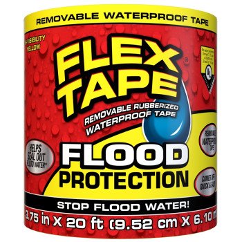 Flex Tape Flood Protection RTSYELR0420 Tape, 20 ft L, 3.75 in W, Rubber Backing, Yellow