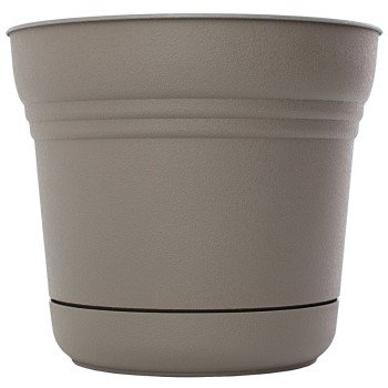 Bloem SP07908 Planter, 6-1/2 in Dia, 7.3 in H, Round, Saturn Design, Polyresin, Charcoal