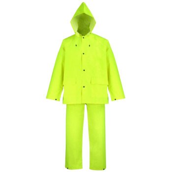 Diamondback OX025PU-M Rain Suit, M, 28-1/2 in Inseam, Polyester, Hi-Viz Yellow, Comfortable Oxford Polyester Collar