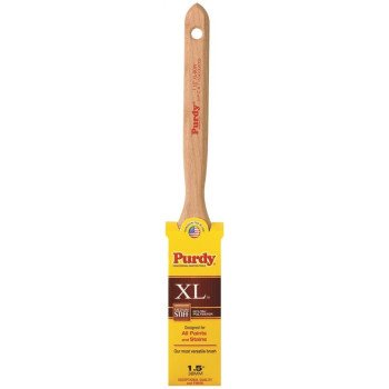 Purdy XL Bow 144064315 Flat Sash Brush, 1-1/2 in W, 2-7/16 in L Bristle, Nylon/Polyester Bristle, Fluted Handle