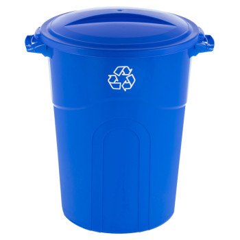 United Solutions COLORmaxx TI0028 Trash Can, 32 gal Capacity, Plastic, Blue, Lid Closure