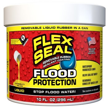 Flex Seal Flood Protection RLSYELR12 Rubberized Adhesive, Liquid, Yellow, 10 oz, Can
