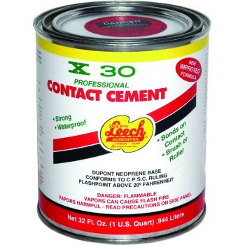 Leech Adhesives X-30 X30-78-6 Contact Cement, Clear, 1 qt Can