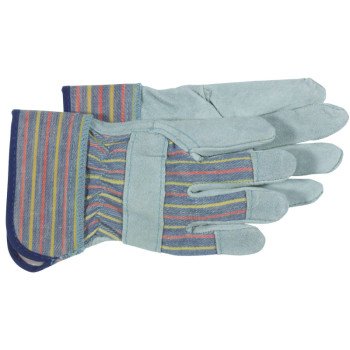 Boss 4094K Kid's Gloves, Wing Thumb, Shirred Cuff, Blue/Gray
