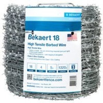 Bekaert 206165 Barbed Wire, 1320 ft L, 18, Round Barb, 5 in Points Spacing
