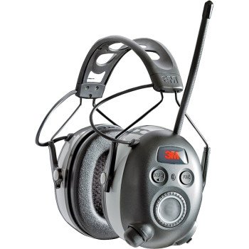 3M Worktunes 7100097024 Wireless Hearing Protector, 24 dB NRR, AM/FM Radio Band, Black/Silver