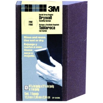 3M CP-042 Sanding Sponge, 4-7/8 in L, 2-7/8 in W, Fine, Aluminum Oxide Abrasive