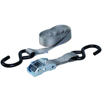 Keeper 05715 Tie-Down, 1 in W, 6 ft L, Polyester, Gray, 400 lb, S-Hook End Fitting