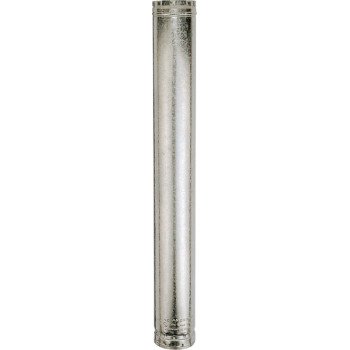 AmeriVent 4E5 Type B Gas Vent Pipe, 4 in OD, 5 ft L, Galvanized Steel